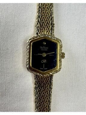 Vintage Bellini Swiss Quartz Two-Tone Hexagonal Watch with Mesh Bracelet